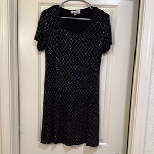 Ultra‎ Dress Black and Silver Fit and Flare Dress Size 8P